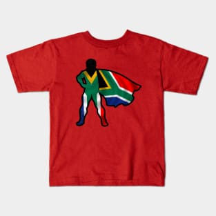 African Hero Wearing Cape of Africa Flag Hope and Peace Unite in Africa Kids T-Shirt